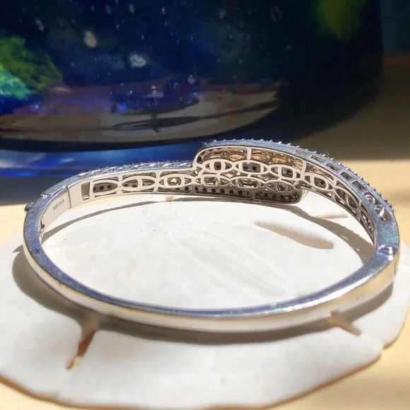 Sterling Andalusite and Black Spinel Clip On Bangle - Picture 9 of 12